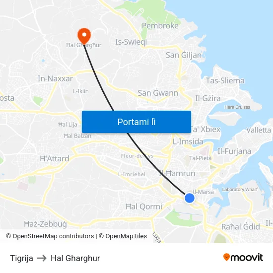 Tigrija to Hal Gharghur map