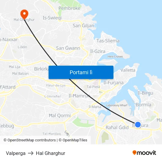 Valperga to Hal Gharghur map
