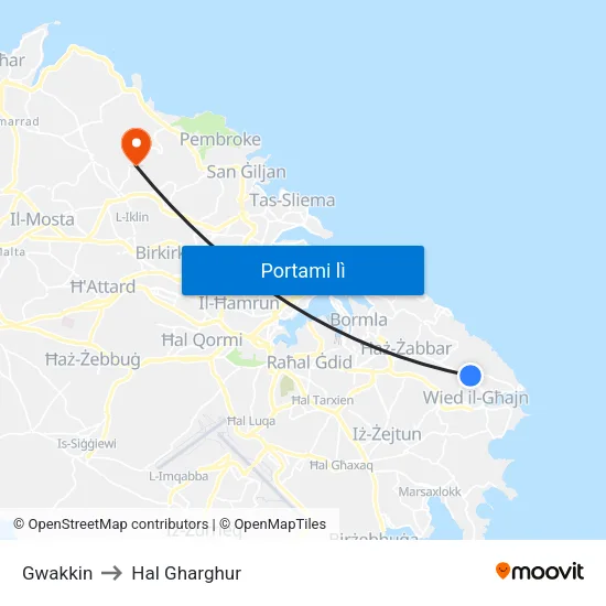 Gwakkin to Hal Gharghur map