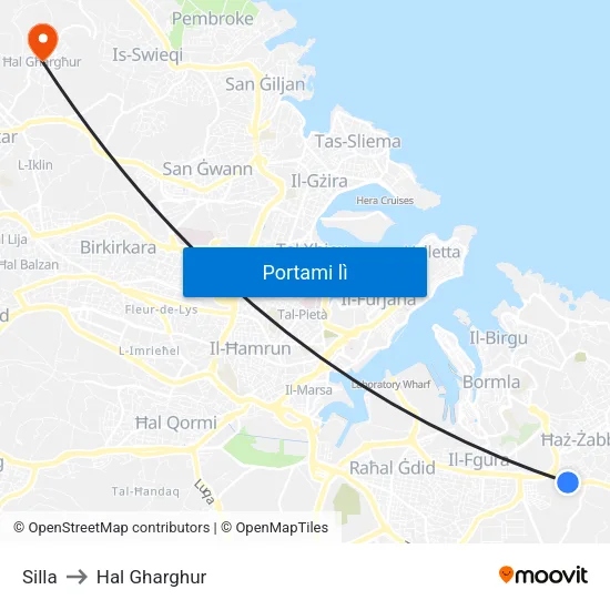 Silla to Hal Gharghur map