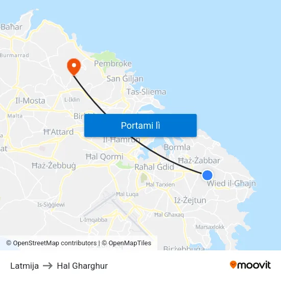 Latmija to Hal Gharghur map