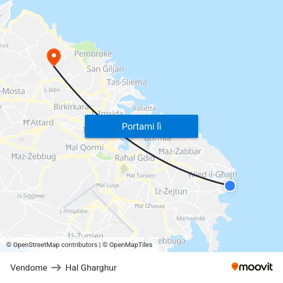 Vendome to Hal Gharghur map