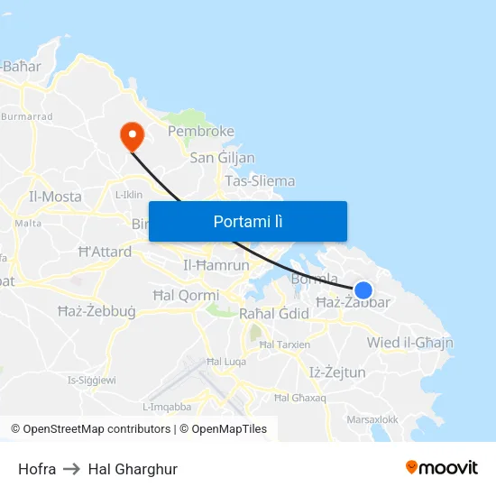 Hofra to Hal Gharghur map