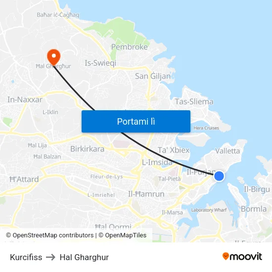 Kurcifiss to Hal Gharghur map