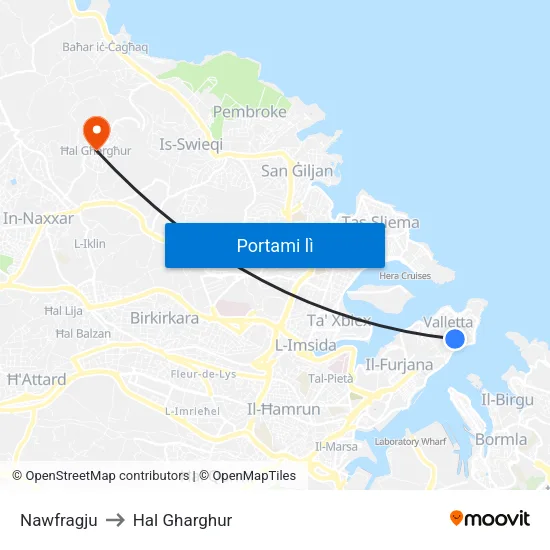 Nawfragju to Hal Gharghur map