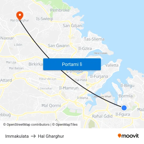 Immakulata to Hal Gharghur map
