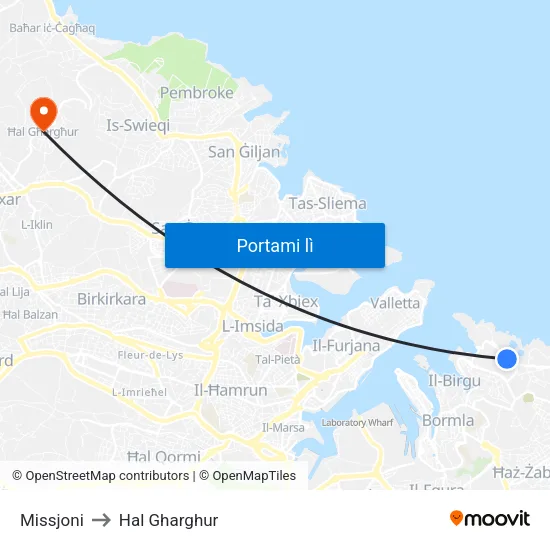 Missjoni to Hal Gharghur map