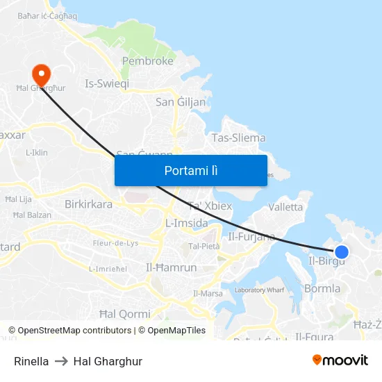 Rinella to Hal Gharghur map