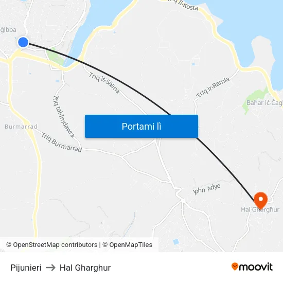 Pijunieri to Hal Gharghur map
