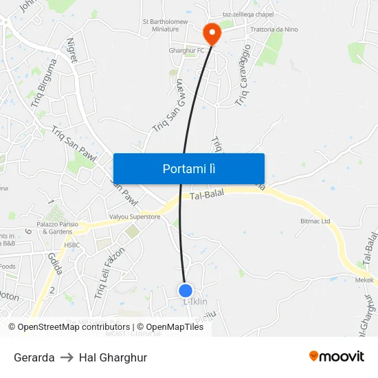 Gerarda to Hal Gharghur map