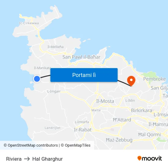 Riviera to Hal Gharghur map
