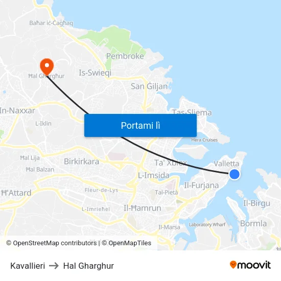 Kavallieri to Hal Gharghur map