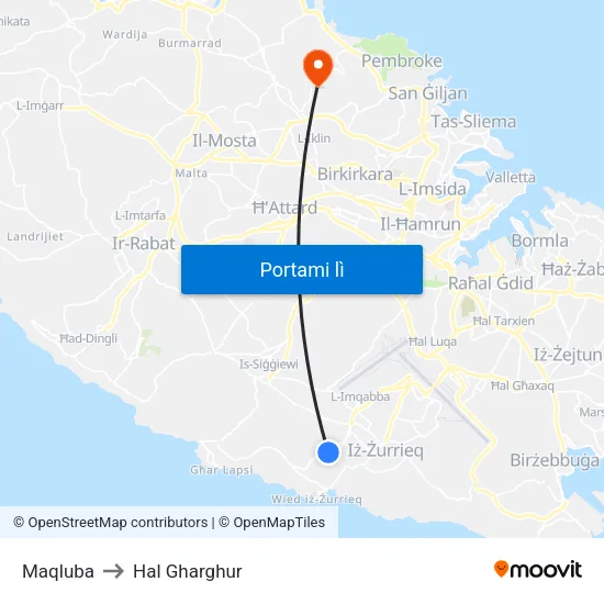 Maqluba to Hal Gharghur map