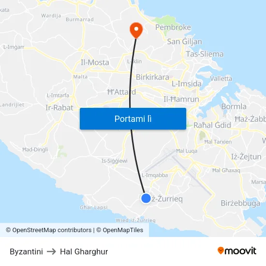 Byzantini to Hal Gharghur map
