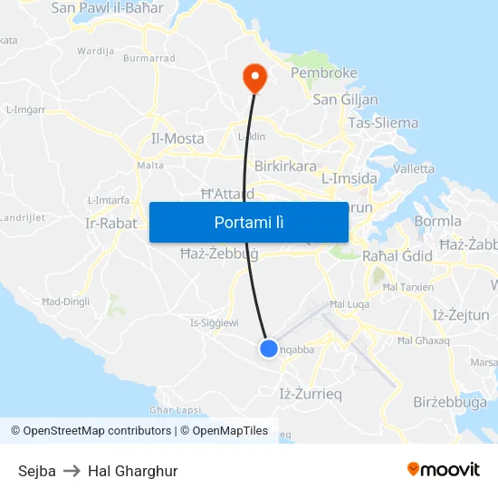 Sejba to Hal Gharghur map