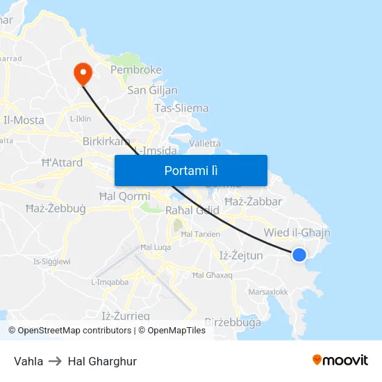 Vahla to Hal Gharghur map