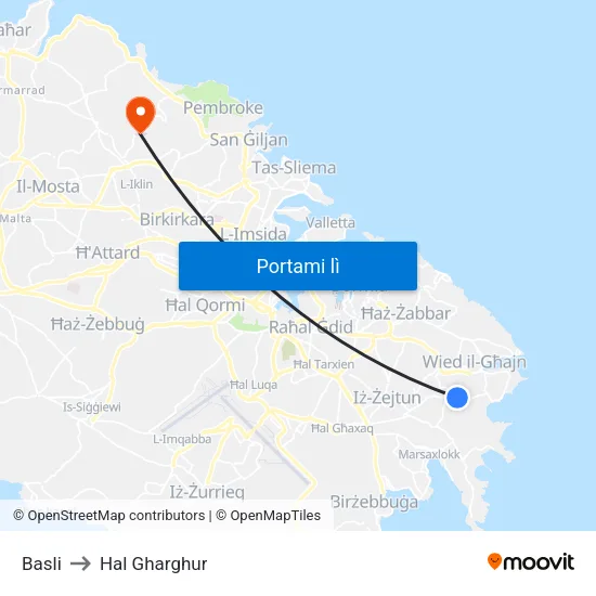 Basli to Hal Gharghur map
