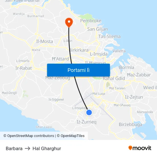 Barbara to Hal Gharghur map