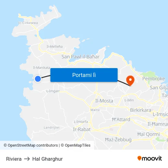 Riviera to Hal Gharghur map