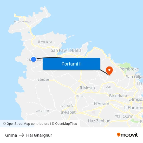 Grima to Hal Gharghur map