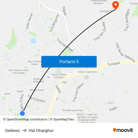Gellewz to Hal Gharghur map