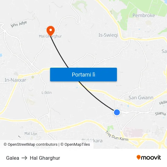 Galea to Hal Gharghur map
