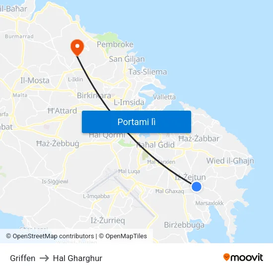 Griffen to Hal Gharghur map