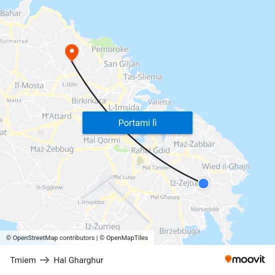 Tmiem to Hal Gharghur map