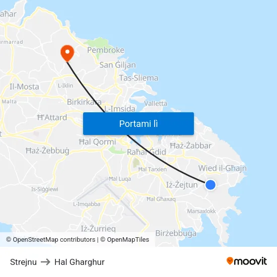 Strejnu to Hal Gharghur map