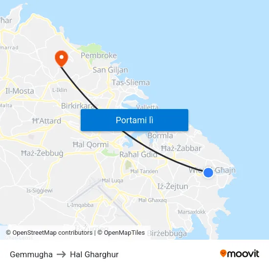 Gemmugha to Hal Gharghur map