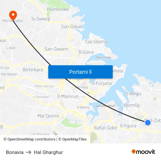 Bonavia to Hal Gharghur map