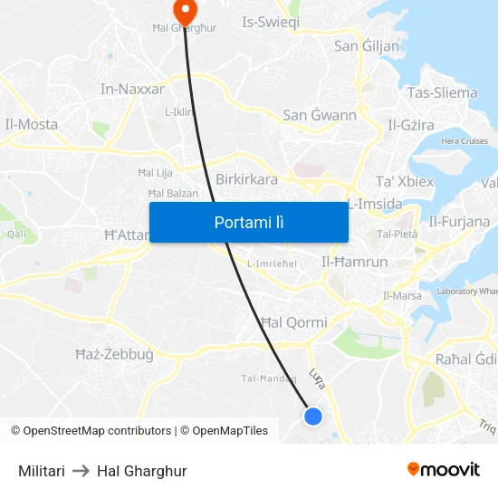 Militari to Hal Gharghur map