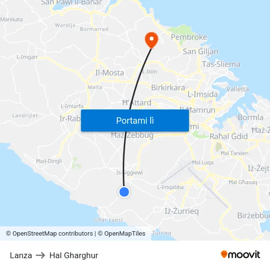 Lanza to Hal Gharghur map
