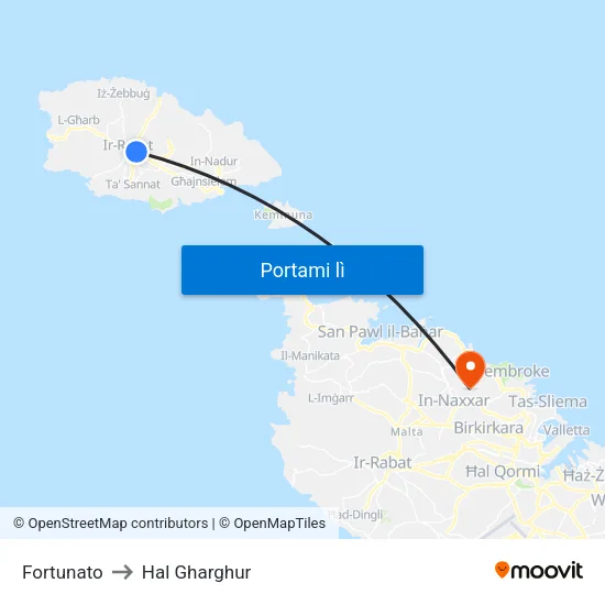 Fortunato to Hal Gharghur map