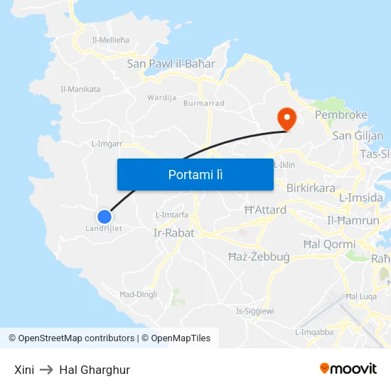 Xini to Hal Gharghur map
