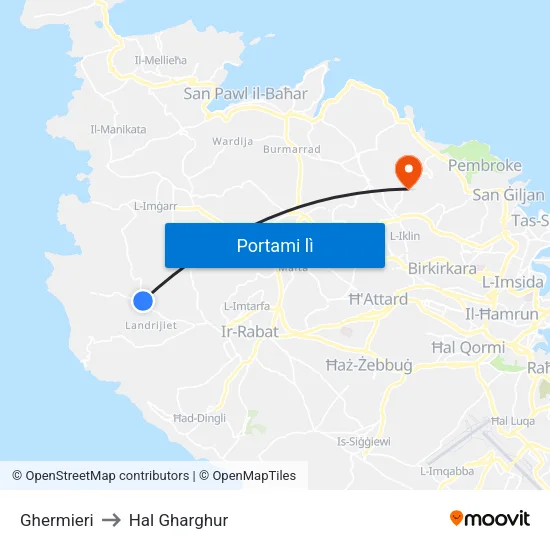Ghermieri to Hal Gharghur map