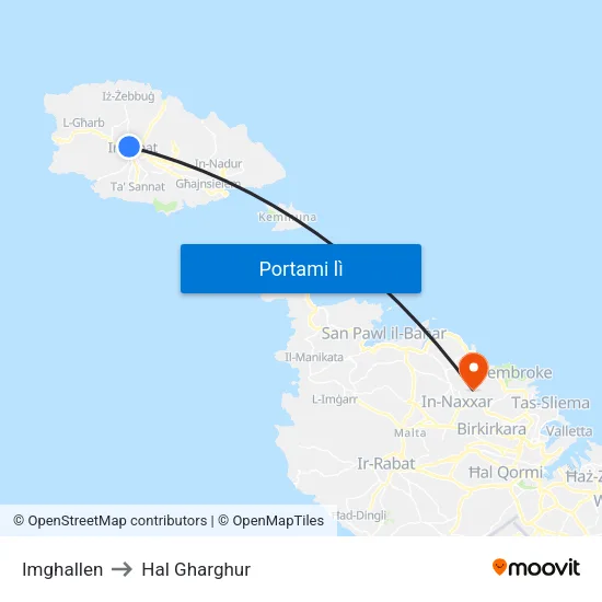 Imghallen to Hal Gharghur map