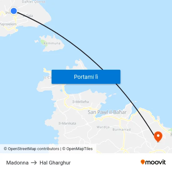 Madonna to Hal Gharghur map
