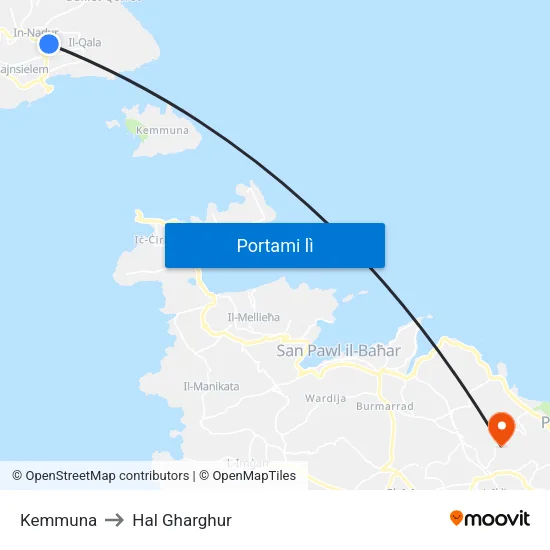 Kemmuna to Hal Gharghur map