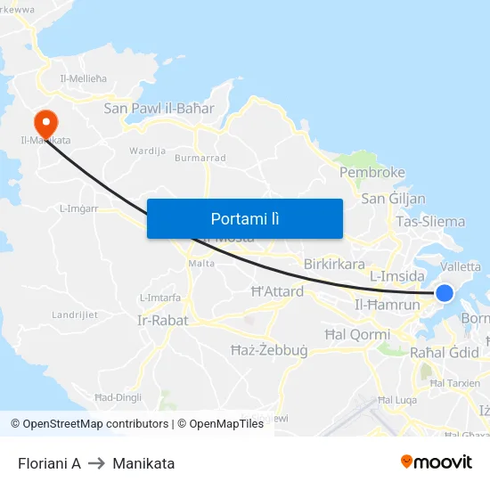 Floriani A to Manikata map