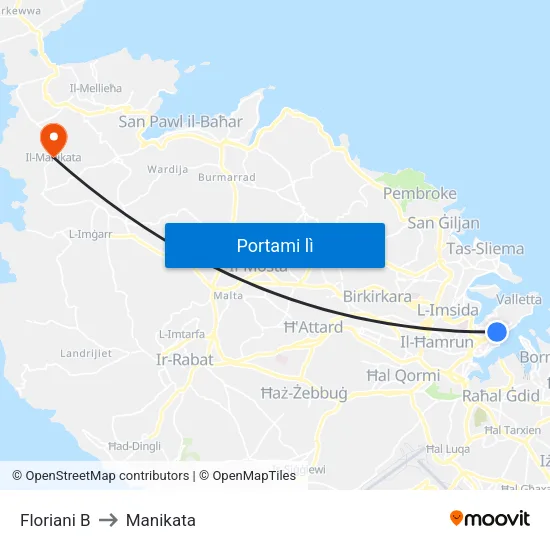 Floriani B to Manikata map