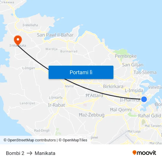 Bombi 2 to Manikata map