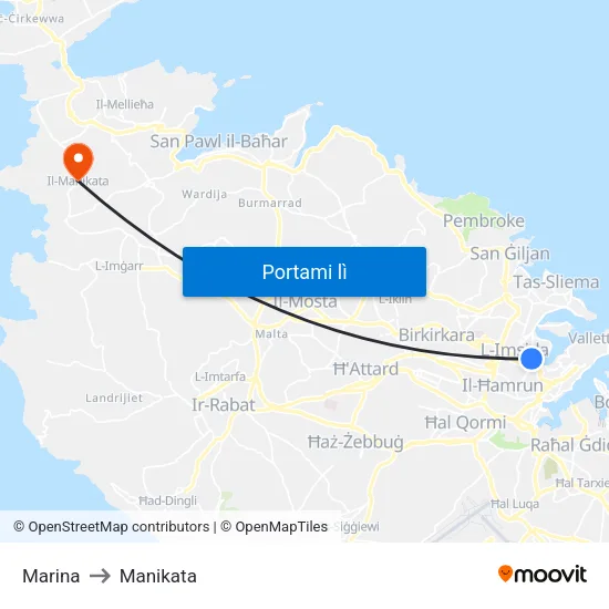 Marina to Manikata map