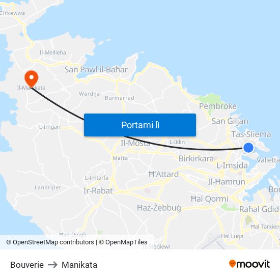Bouverie to Manikata map