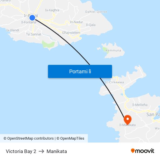 Victoria Bay 2 to Manikata map