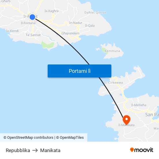 Repubblika to Manikata map