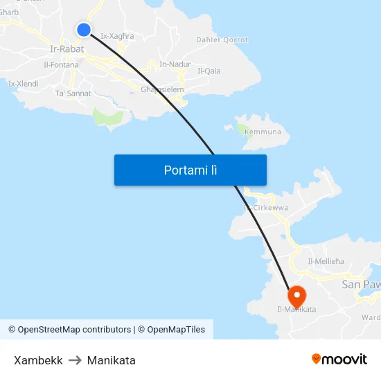 Xambekk to Manikata map