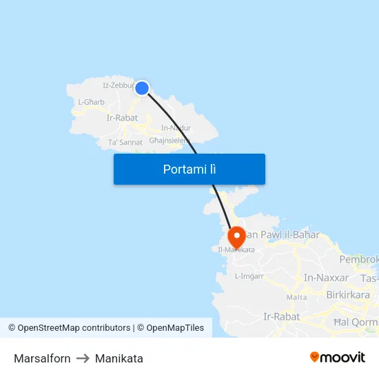 Marsalforn to Manikata map