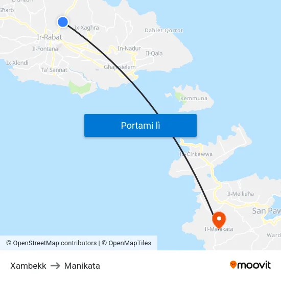 Xambekk to Manikata map