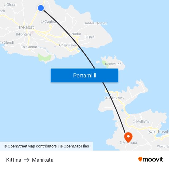 Kittina to Manikata map